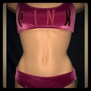 VIctoria Secret PINK logo velvet Bikini
